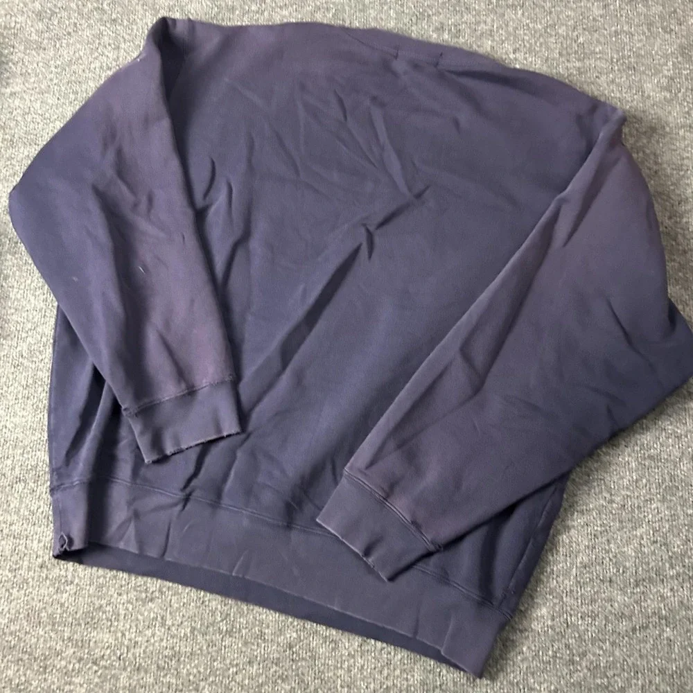 Polo Ralph Lauren Sweatshirt Mens XL Purple Crewneck Fleece Pullover Distressed